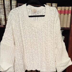 POL Women's Cream Cable Knit Sweater